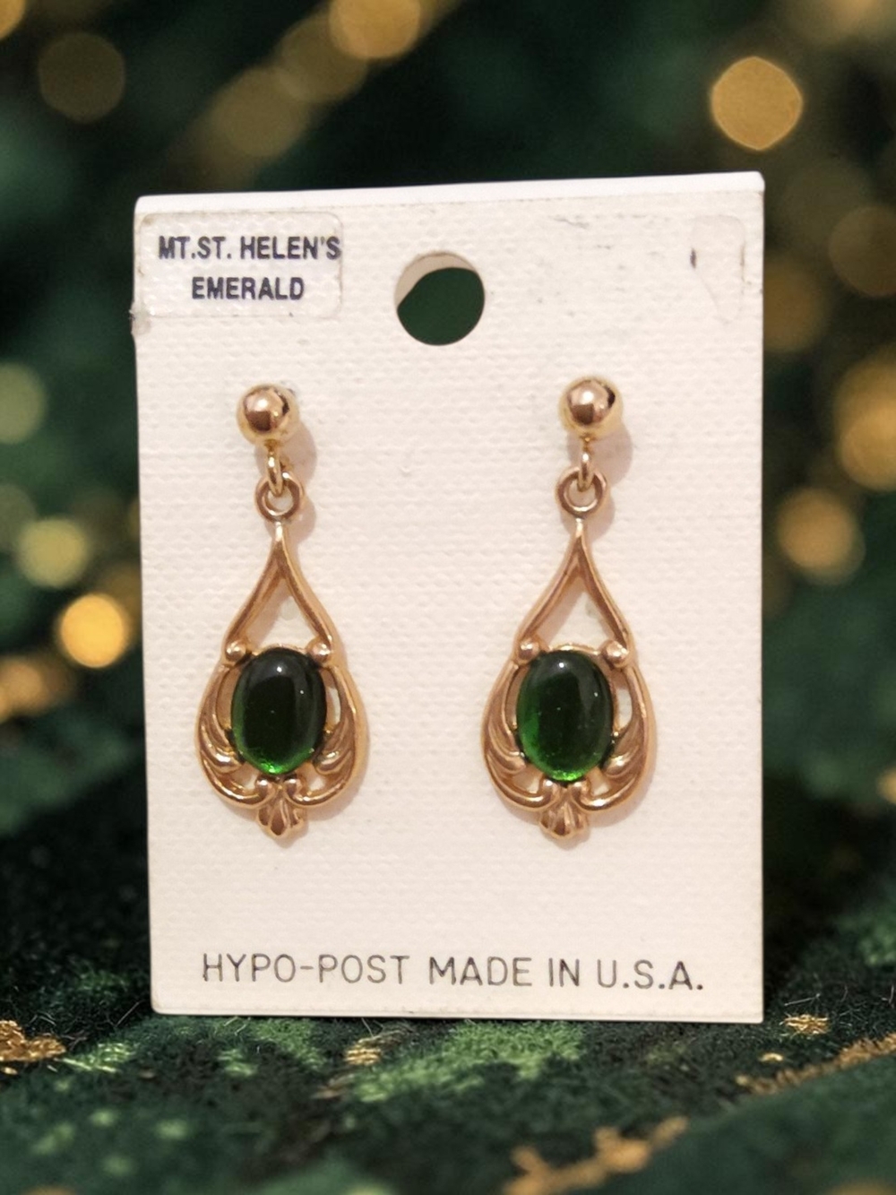 Green Teardrop Dangle Earrings